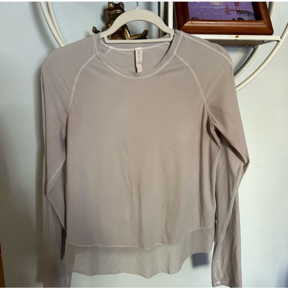 Lululemon Women's 4 Long Sleeve Sheer Criss Cross Open Back Over Lay Shirt